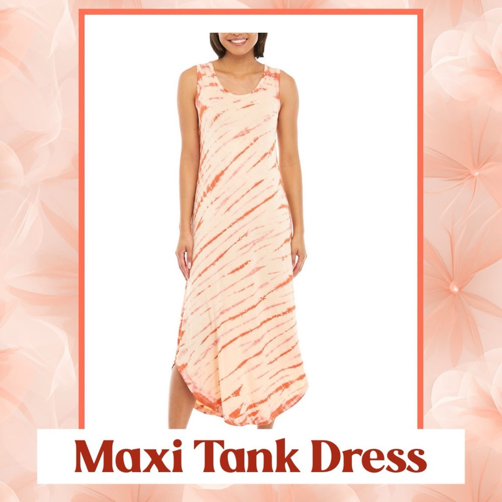 Stunning orange maxi tie dye tank dress size large